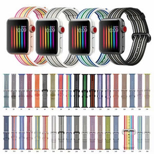 Colorful Rainbow Nylon Stripe Strap for Apple Watch Band 40mm 44mm Sport Woven Fabric Loop Belt 42 38 for iWatch Series 4 3 2 1